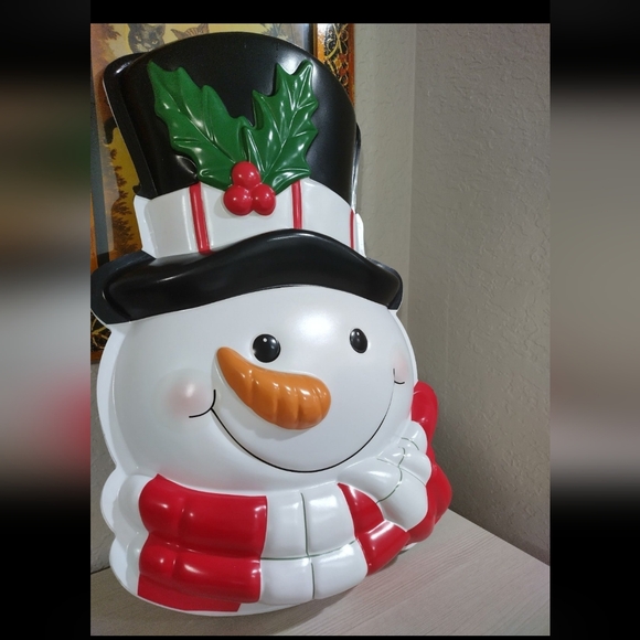 20" Blow Mold Lighted Outdoor Hanging Snowman Face Frosty Christmas - Picture 2 of 4